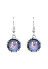 Mandala Drop Earrings in Ornate Silver - EDOS043