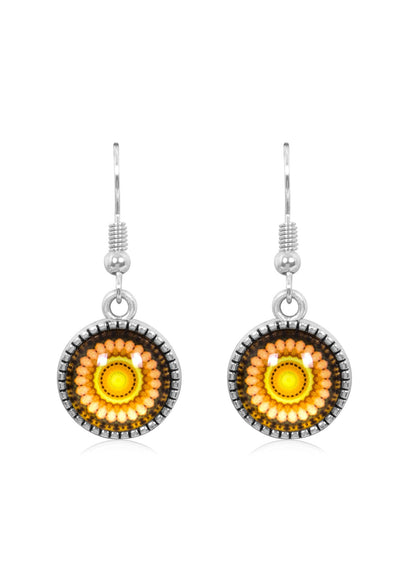 Mandala Drop Earrings in Ornate Silver - EDOS050