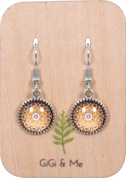 Mandala Drop Earrings in Ornate Silver - EDOS052