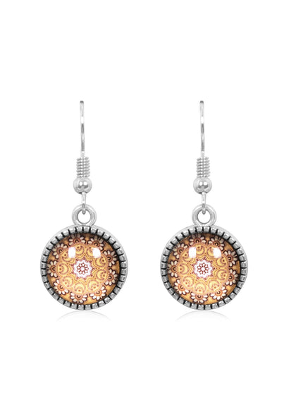 Mandala Drop Earrings in Ornate Silver - EDOS052