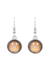 Mandala Drop Earrings in Ornate Silver - EDOS052