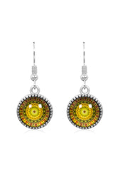 Mandala Drop Earrings in Ornate Silver - EDOS053