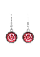 Mandala Drop Earrings in Ornate Silver - EDOS056