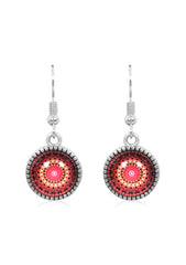 Mandala Drop Earrings in Ornate Silver - EDOS058