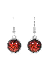 Mandala Drop Earrings in Ornate Silver - EDOS059