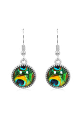 Birds of a Feather Drop Earrings in Ornate Silver - EDOS068