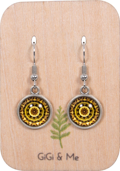 Mandala Drop Earrings in Vintage Silver - EDVS003