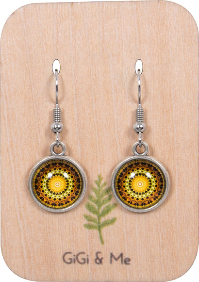 Mandala Drop Earrings in Vintage Silver - EDVS005