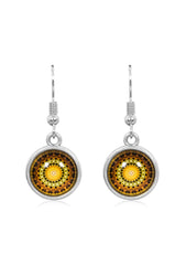 Mandala Drop Earrings in Vintage Silver - EDVS005