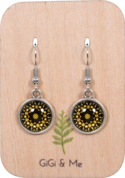 Mandala Drop Earrings in Vintage Silver - EDVS008