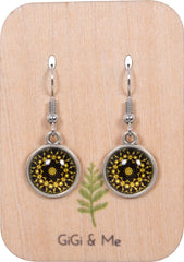 Mandala Drop Earrings in Vintage Silver - EDVS008