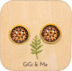 Mandala Stud Earrings in Gold - ESG013