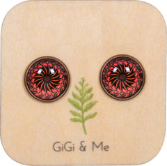 Mandala Stud Earrings in Red Copper - ESRC042