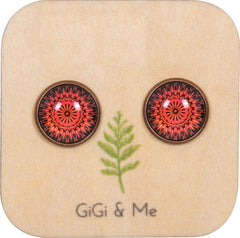 Mandala Stud Earrings in Red Copper - ESRC045