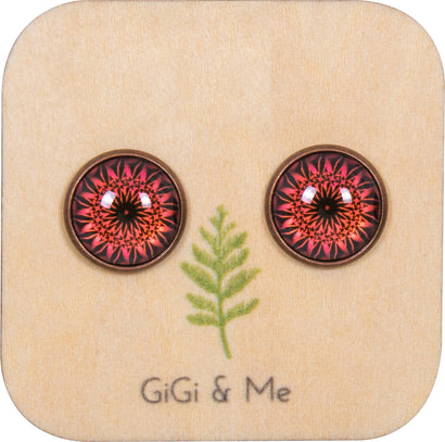 Mandala Stud Earrings in Red Copper - ESRC046