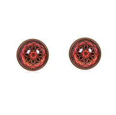 Mandala Stud Earrings in Red Copper - ESRC048