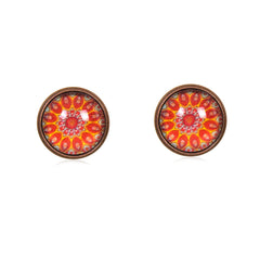 Mandala Stud Earrings in Red Copper - ESRC052