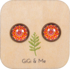 Mandala Stud Earrings in Red Copper - ESRC052