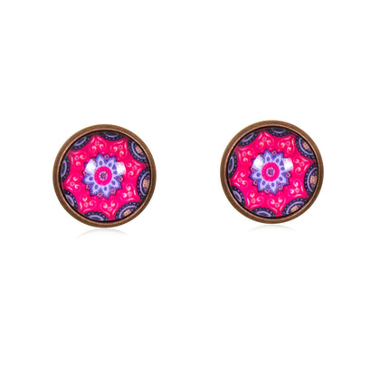 Mandala Stud Earrings in Red Copper - ESRC055