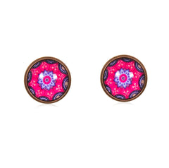 Mandala Stud Earrings in Red Copper - ESRC055