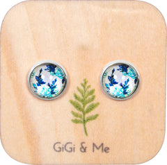 Spring Time Blossoms Stud Earrings in Silver - ESS104