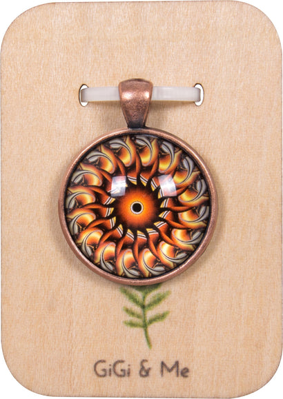 Mandala Round Pendant in Red Copper - PRC008