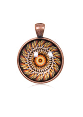 Mandala Round Pendant in Red Copper - PRC009