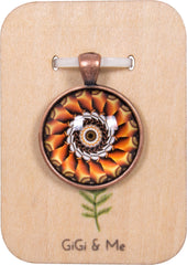 Mandala Round Pendant in Red Copper - PRC010