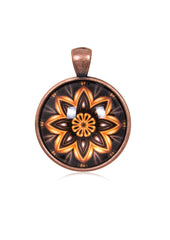 Mandala Round Pendant in Red Copper - PRC011