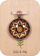 Mandala Round Pendant in Red Copper - PRC011