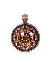 Mandala Round Pendant in Red Copper - PRC012