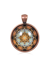 Mandala Round Pendant in Red Copper - PRC022