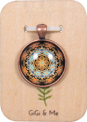 Mandala Round Pendant in Red Copper - PRC022