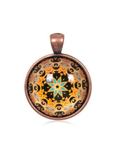 Mandala Round Pendant in Red Copper - PRC023