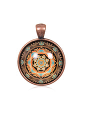 Mandala Round Pendant in Red Copper - PRC024