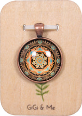 Mandala Round Pendant in Red Copper - PRC024