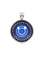 Mandala Round Pendant in Vintage Silver - PVS005