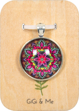 Bright & Beautiful Floral Round Pendant in Vintage Silver - PVS012