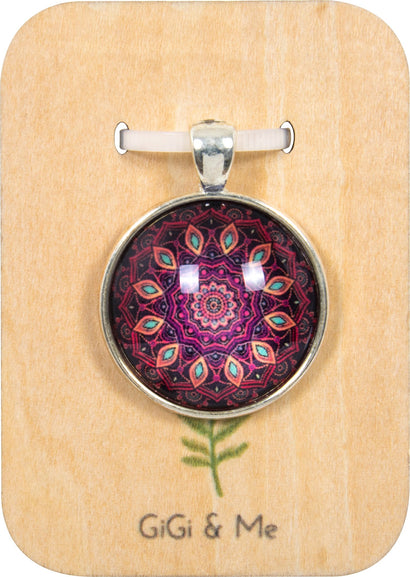 Bright & Beautiful Floral Round Pendant in Vintage Silver - PVS013