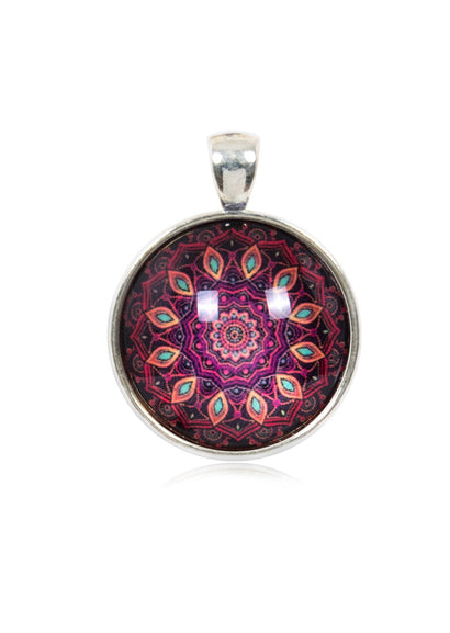 Bright & Beautiful Floral Round Pendant in Vintage Silver - PVS013