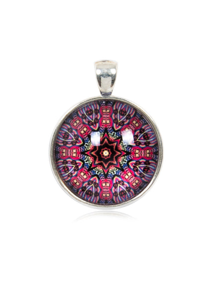 Bright & Beautiful Floral Round Pendant in Vintage Silver - PVS015
