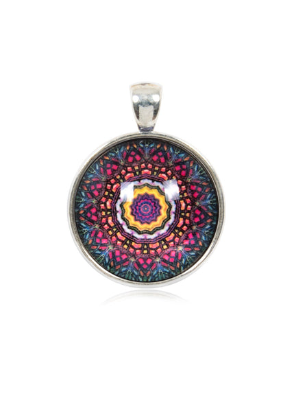 Bright & Beautiful Floral Round Pendant in Vintage Silver - PVS016