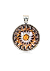 Mandala Round Pendant in Vintage Silver - PVS028