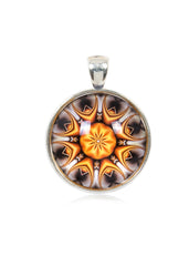 Mandala Round Pendant in Vintage Silver - PVS030