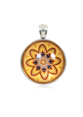 Mandala Round Pendant in Vintage Silver - PVS031